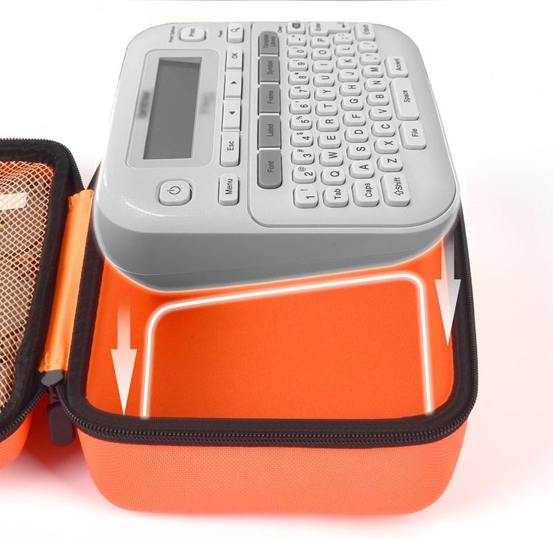 GWCASE Case Compatible with Brother P-Touch PTD220 210 Home/Office Everyday Label Maker, Storage Holder Carrying Organizer for Label Tapes, AC Adapter, Charging Cables (Box Only) -Orange - Image 3